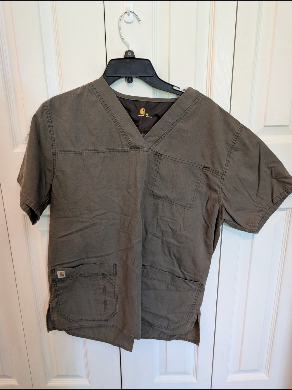 Carhartt Olive Green V-Neck Scrub Top